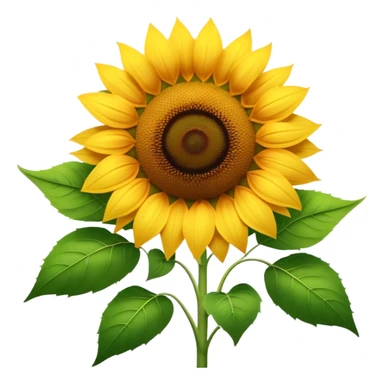 Cinematic Realistic Sunflower Emoji, Tall and bright, with a large, golden-yellow blossom facing the sun, its broad, textured petals surrounding a dark center. The sturdy green stalks and leaves frame the vibrant flower, while a gentle breeze causes the petals to sway. Soft glowing outline, capturing the essence of sunshine and warmth in a cheerful, towering sunflower! sticker