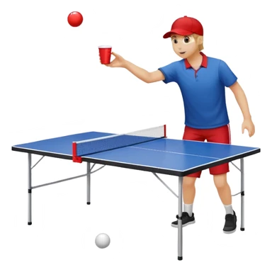 Beer pong table with somebody throwing a ping-pong ball into a red plastic cup sticker
