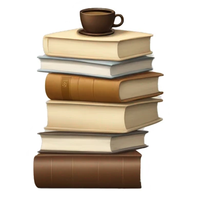 stack of neutral books with coffee sticker