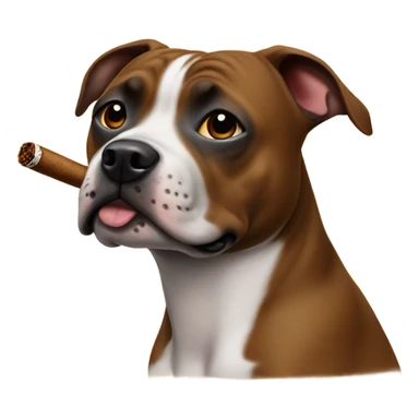 Staffie dog with a cigar sticker