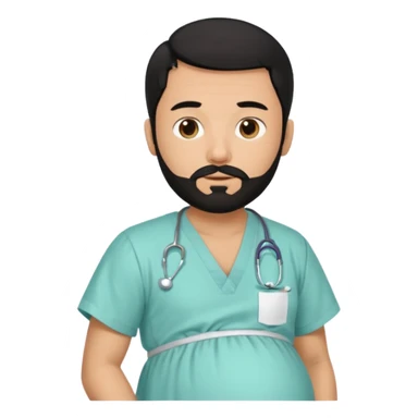 pregnant man with black beard and hair, side view sticker