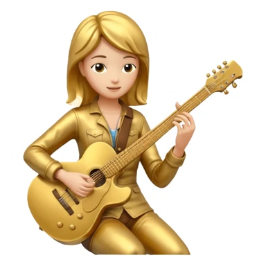 fully golden statue female guitarist sticker
