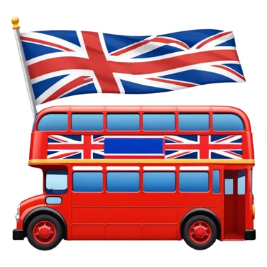 Union Jack flag, double decker bus, spice girls sticker