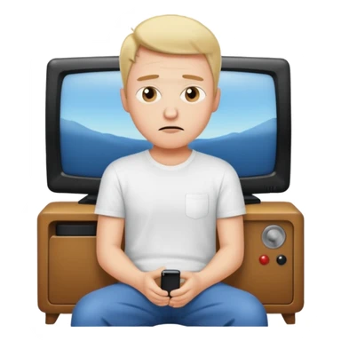 bored man watching television
 sticker