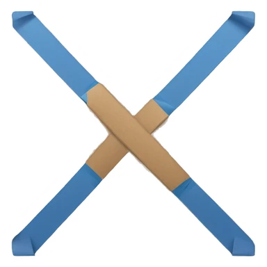 cardboard sheet with blue tape crossed on it sticker