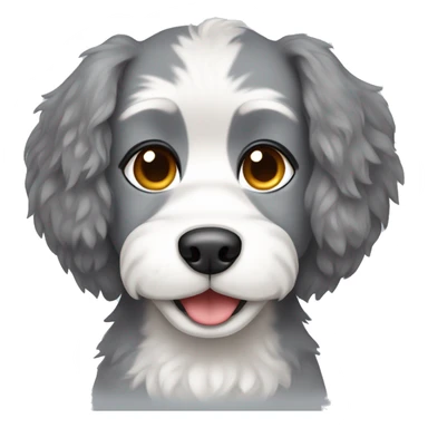 Husky poodle dog floppy ears grey and white with mustache sticker