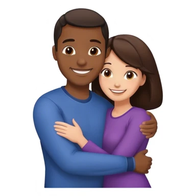 Black man hug brunette woman sticker