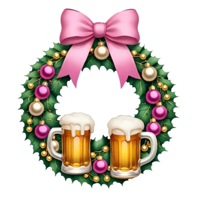 Christmas wreath pink and gold with baubles as beers sticker