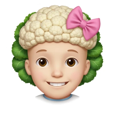 Cauliflower boy with a pink bow  sticker