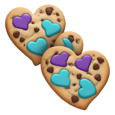 Purple teal chocolate chip heart cookie sticker