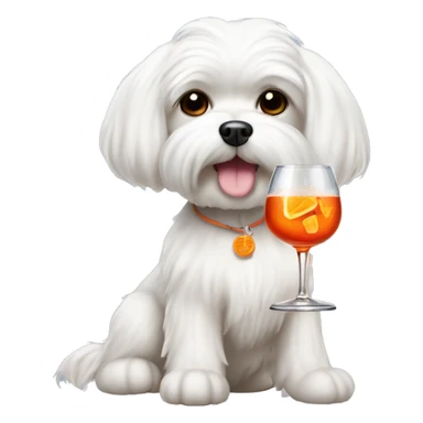 maltese dog with a Aperol spritz  sticker