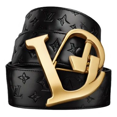 Luxury Black Louis hVuitton belt with Gold buckle sticker