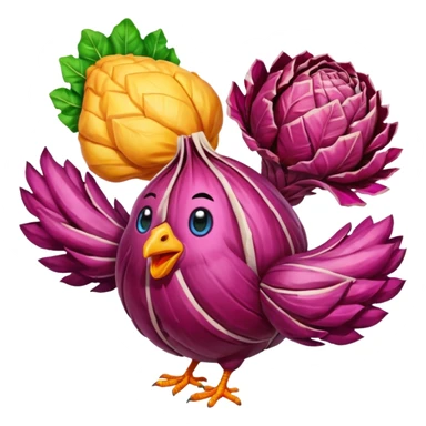 crea emote pack con sfondo trasparente e dimensioni 28x28 56x56 e 112x112 ognuna già con tutte e tre le dimensioni staccate dalle altre con tema radicchi e polli in stile gamer con parole da gaming in font bold colore arcobaleno diverso ad ogni parola sticker