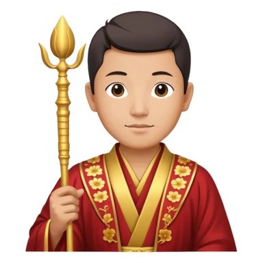 asian man, scepter, buddhism, lotus sticker