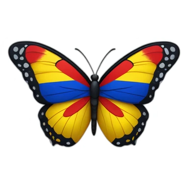 Una mariposa tricolor con los colores de la bandera de Colombia rojo amarillo y azul sticker