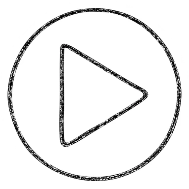 hand drawn outlined play button icon, playful sketchy look, uneven outline sticker