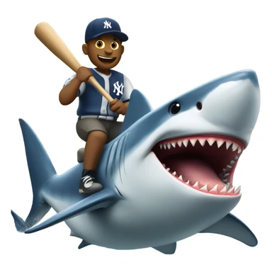 New York Yankee riding a great white shark  sticker