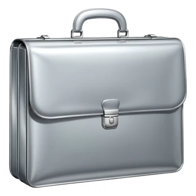 A luxury briefcase emoji made of polished silver chrome, smooth rectangular shape, metallic reflections, minimal high-end design, swag business aesthetic, iOS emoji style, centered, clean white background
 sticker