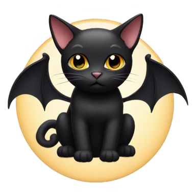 Cute black cat wit bat-wings as ears sticker