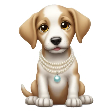 Puppy wearing pearl necklace sticker