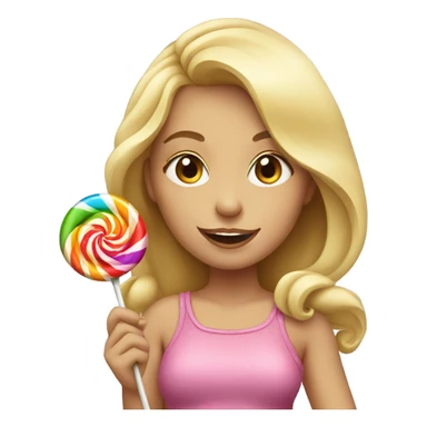 Blonde girl eating a lolly sticker