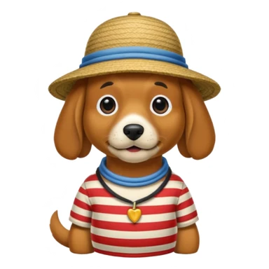 dog wearing gondolier striped shirt and hat sticker