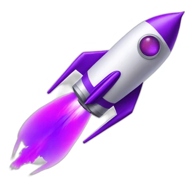 a purple cylindrical rocket with a robot riding it sticker