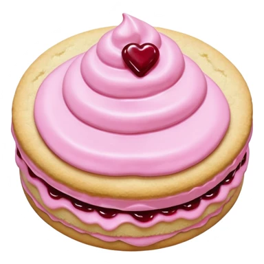 Sugar cookie with pink frosting and a dollop of jam sticker