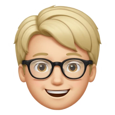 un ragazzo con gli occhiali e capelli in avavnti che fa l'occhiolino ed è felice sticker