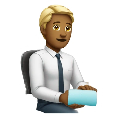  working in the office with a bandaid on the forehead sticker