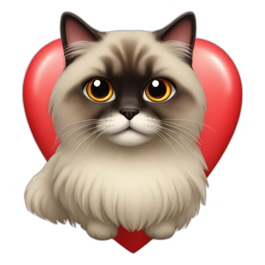Himalayan cat in red heart sticker