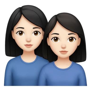 Two sisters one brunette one white with black hair one a little taller than the other.  sticker