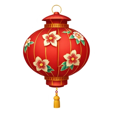 cute chinese red lantern with floral decoratons sticker