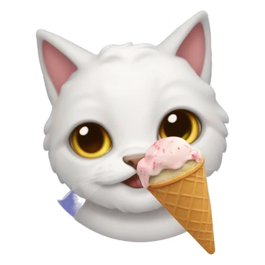 A lop-eared Scottish cat eats ice cream sticker