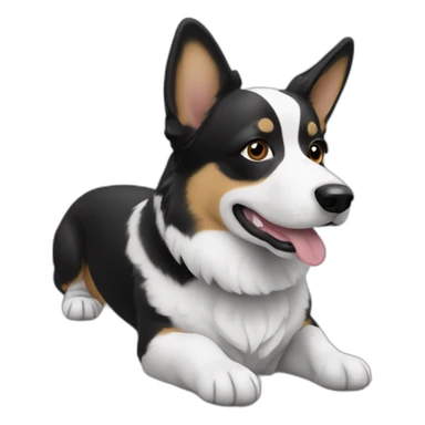 Dog corgi cardigan black&white sticker