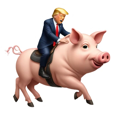 Donald trump riding a pig  sticker