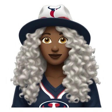 HOUSTON TEXANS hat woman with long curly hair  sticker