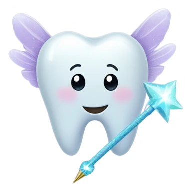 tooth that is a tooth fairy with wings and a wand  sticker