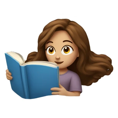 brown haired girl with blue eyes laying on the bed reading a book with a cozy blanket sticker