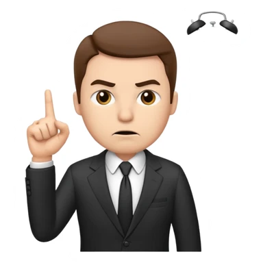 annoyed boss pointing at the clock sticker