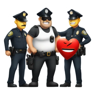 Criminal Cartoon Heart getting hand cuffed by police sticker