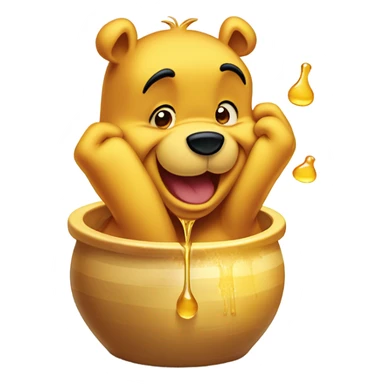 Winnie the Pooh with face stuck in honey pot sticker