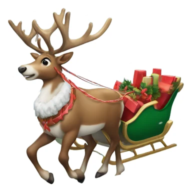 Realistic Reindeer pulling a Christmas sleigh through the snow  sticker