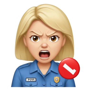 emojis.com a-karen-mom-yelling-at-somebody-that-wont-take-their-dog-out-and-is-showing-her-badge-but-its-fake sticker