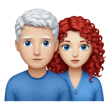 Homme cheveux blanc courts yeux bleu + femme rousse cheveux longs bouclés yeux bleu sticker