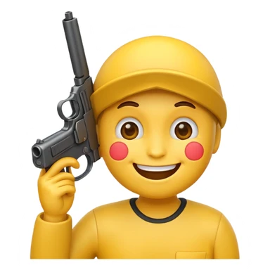 emoji holding gun to head while smiling sticker