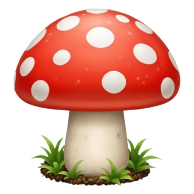 create a mushroom centred emoji, with a representation of the system behind it - an idea of being connected to a regenerative system and growth. Make the mushroom red and white sticker