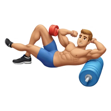 buff guy lying lats down on foam-roller sticker