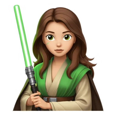Ios 18, starwars green lightsaber jedi woman long brow hair  sticker