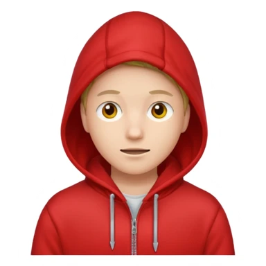 hoodie red simple, dont add laces and no face ore smile sticker